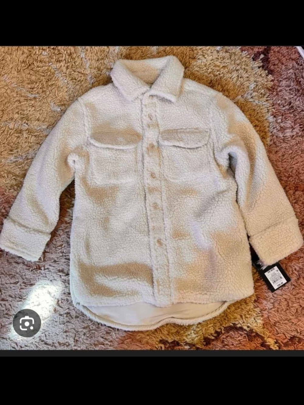 Target Kids Cream Button-Front Sherpa Shirt Jacket